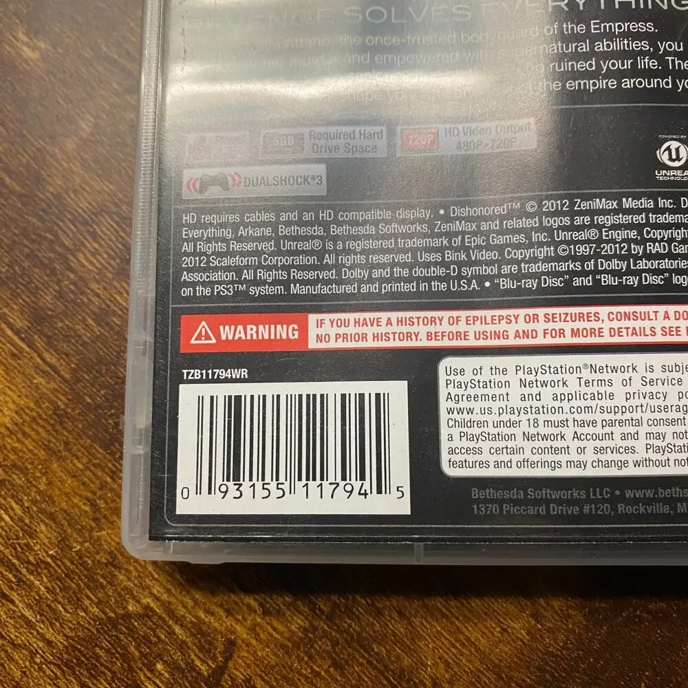 Dishonored (Sony PlayStation 3, 2012)